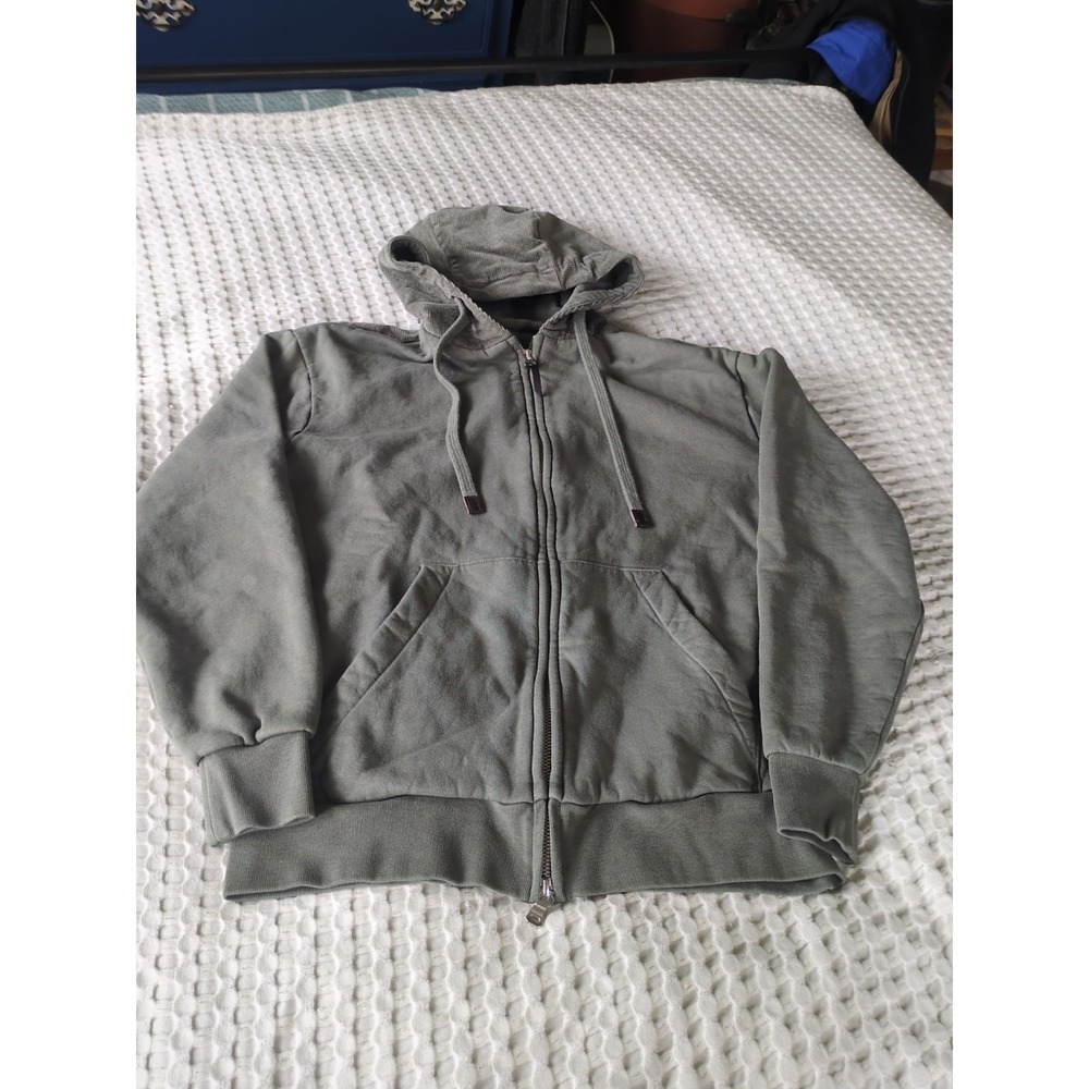 Boggi Milano Hoodie Full Zip Green Sz Small Corduroy‎ Hood Luxury Mens